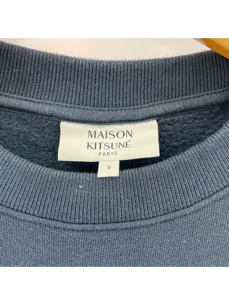 MAISON KITSUNE スウェット・トレーナー ロゴ刺繍スウェット ネイビー S