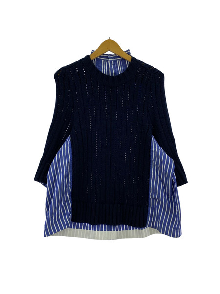 Sacai ニット切替バックボタンブラウス(1)