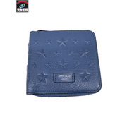 コンパクトウォレット JIMMY CHOO Lawrence ディープデニム エンボス加工