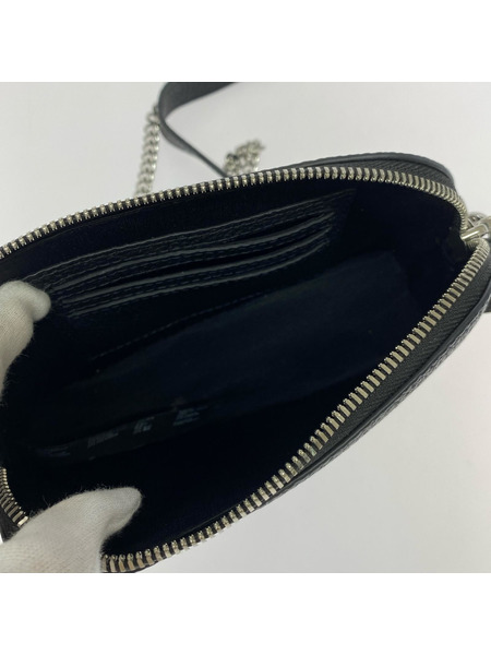 LACOSTE ショルダーバッグ チェーンショルダーバッグ レザー 黒