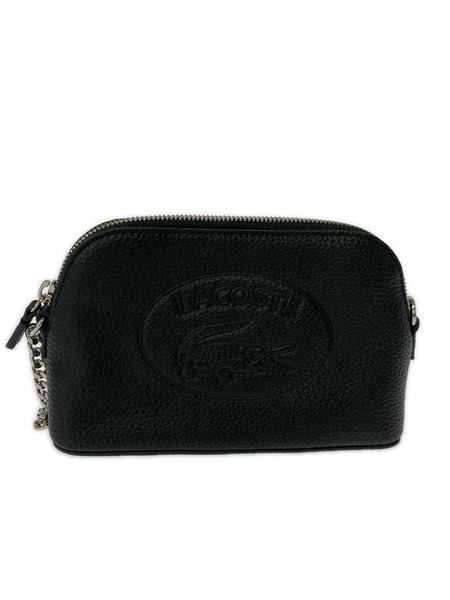 LACOSTE ショルダーバッグ チェーンショルダーバッグ レザー 黒