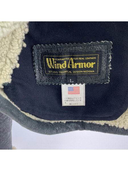 ミリタリージャケット WIND ARMOR ムートン ジャケット BLACK