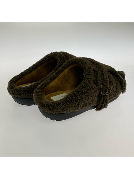 BED J.W. FORD×SUBU TEDDY モンクストラップボアミュール 茶