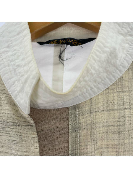 COMME des GARCONS 長袖シャツ 98年 アシンメトリー 切替 白ベージュ (S)