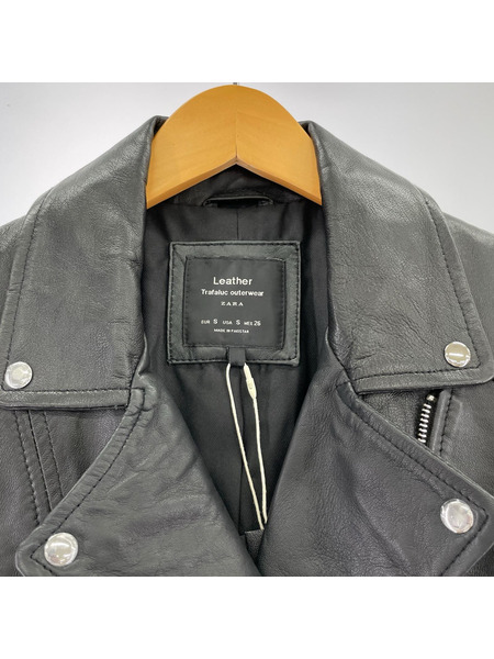 ZARA ライダース ラムレザー ダブルライダース S ブラック