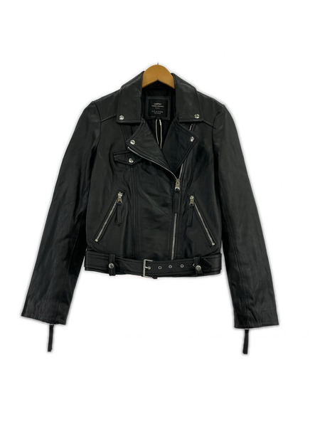 ZARA ライダース ラムレザー ダブルライダース S ブラック