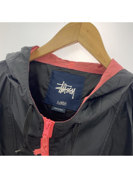 STUSSY アノラックパーカー (XL) 黒ピンク