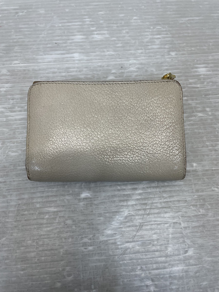 miumiu リボンチャーム バイカラー コンパクトウォレット 茶[値下]