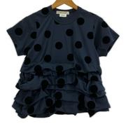 COMME des GARCONS 半袖Tシャツ・カットソー ベロア水玉 紺(XS)