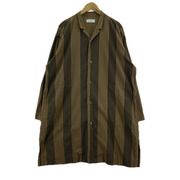 marka 長袖シャツ ストライプシャツ コート L/S シャツ 茶 (3)