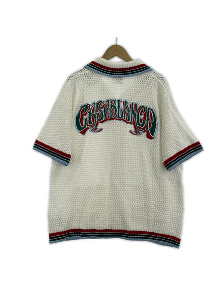 CASABLANCA SPORTY FAUX CROCHET SHIRT L ホワイト MS25-KW-920-01