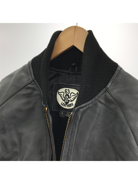 63 LEATHERS　レザースタジャン　黒　L