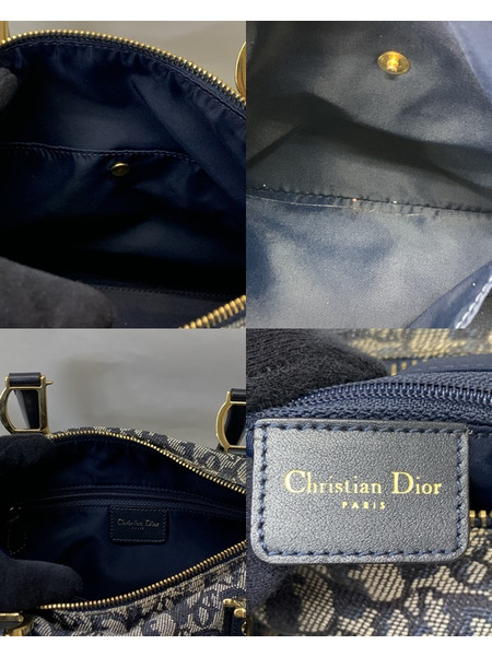 Christian Dior トロッター ミニボストンバッグ ネイビー ダメージあり クリスチャン ディオール ハンドバッグ 