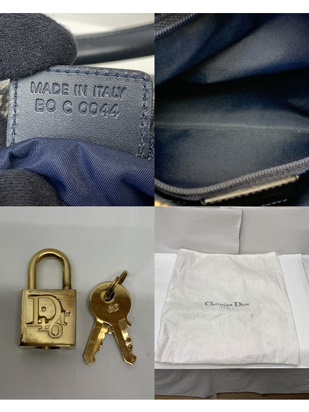Christian Dior トロッター ミニボストンバッグ ネイビー ダメージあり クリスチャン ディオール ハンドバッグ 