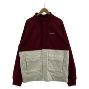 Supreme FLEECE WARM UP JACKET バーガンディ/ホワイト SIZE:XL