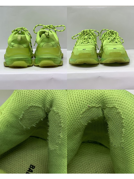 BALENCIAGA Tirple S Size40 544351 ネオンイエロー 開封品 バレンシアガ トリプルS クリアソール スニーカー 靴  蛍光カラー