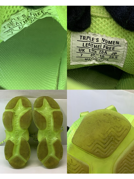BALENCIAGA Tirple S Size40 544351 ネオンイエロー 開封品 バレンシアガ トリプルS クリアソール スニーカー 靴  蛍光カラー