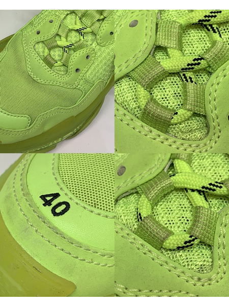 BALENCIAGA Tirple S Size40 544351 ネオンイエロー 開封品 バレンシアガ トリプルS クリアソール スニーカー 靴  蛍光カラー