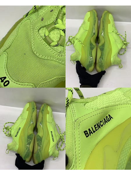 BALENCIAGA Tirple S Size40 544351 ネオンイエロー 開封品 バレンシアガ トリプルS クリアソール スニーカー 靴  蛍光カラー