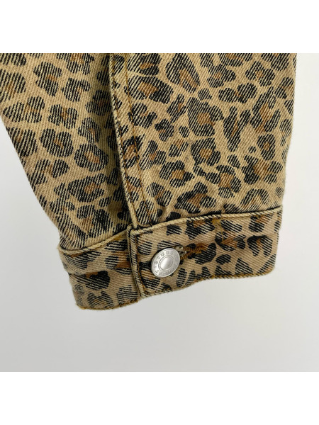 STUSSY デニムジャケット DENIM TRUCKER JACKET LEOPARD (M)