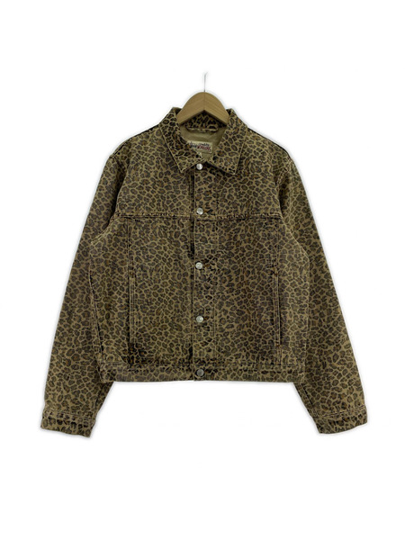 STUSSY デニムジャケット DENIM TRUCKER JACKET LEOPARD (M)