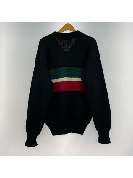 POLO RALPH LAUREN ニット・セーター ウール Vネック (L) 緑白赤[値下]