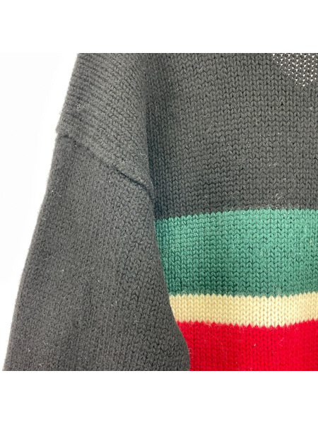 POLO RALPH LAUREN ニット・セーター ウール Vネック (L) 緑白赤[値下]