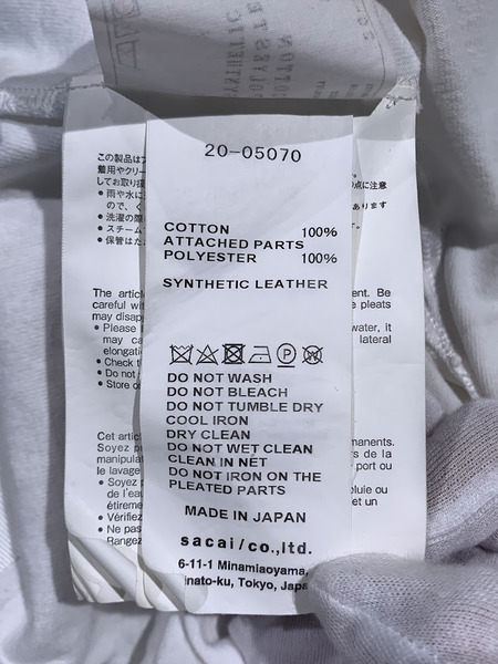 Sacai  ドット シースルー ドッキングTシャツ 1 ホワイト