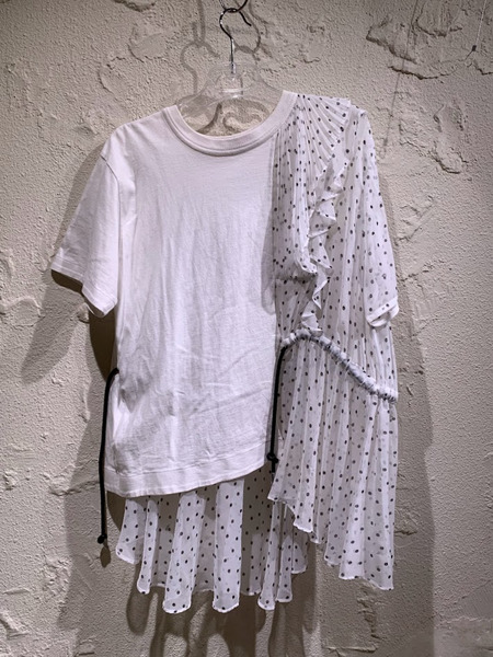 Sacai  ドット シースルー ドッキングTシャツ 1 ホワイト