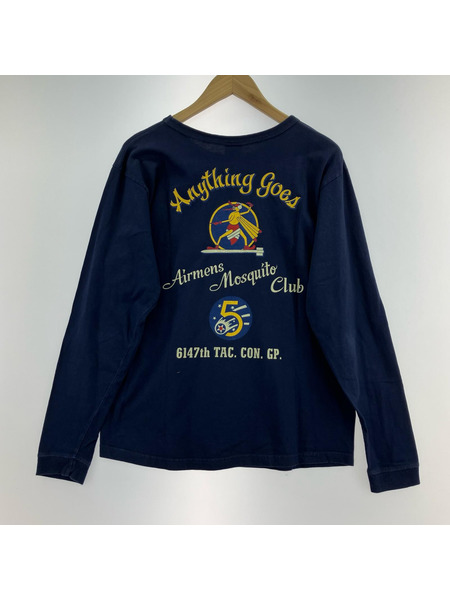 Buzz Rickson's 長袖Tシャツ・カットソー 両面プリント 紺(M)