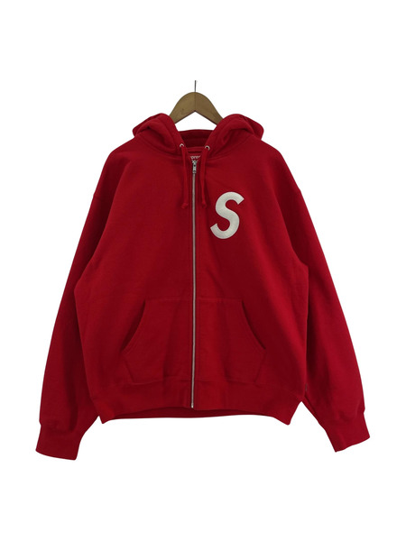 Supreme S LOGO　ZIP UP HOODED SWEATSHIRT (M) 赤