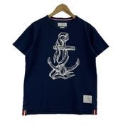 THOM BROWNE 半袖Tシャツ・カットソー アンカープリントSSカットソー NVY