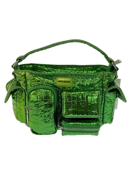 Anna Sui ハンドバッグ メタリックフェイククロコマルチポケットチビバッグ