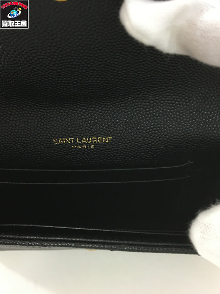 コンパクトウォレット トリフォールウォレット　黒 SAINT LAURENT BLACK 