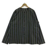 CASEY-CASEY VERGER SHIRT BOLD STRIPE ノーカラーストライプシャツ L