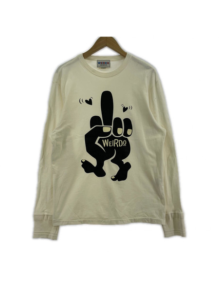 WEIRDO 長袖Tシャツ・カットソー FUCK 白（M）