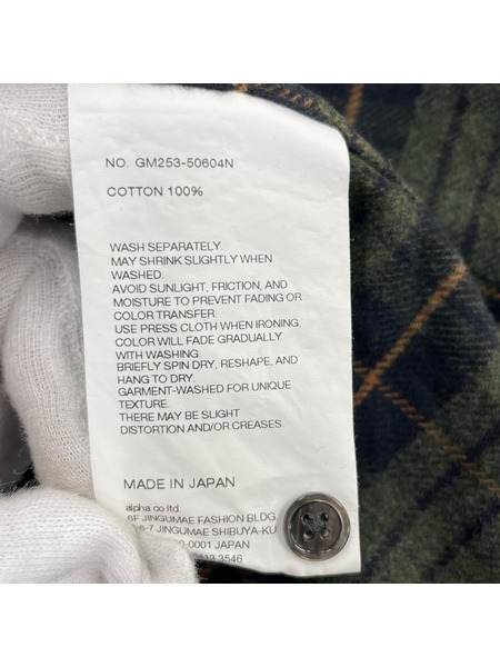 graphpaper 長袖シャツ Cotton Flannel Shirt 緑チェック (1)