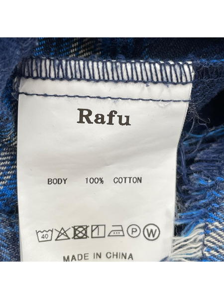 長袖シャツ Rafu ブルーチェック柄 （S）