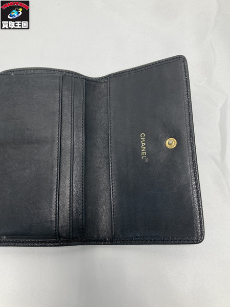 CHANEL キャビアスキン 三つ折り財布 コンパクトウォレット シャネル