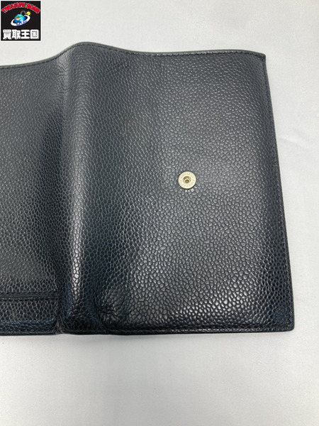 CHANEL キャビアスキン 三つ折り財布 コンパクトウォレット シャネル
