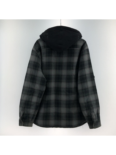 Supreme 21AW HOODED FLANNEL ZIP UP SHIRT カーキ/ブラック