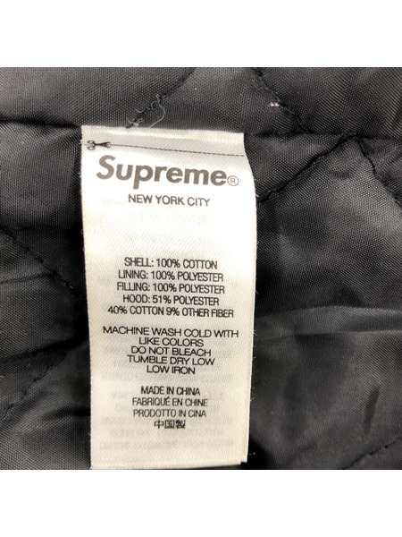 Supreme 21AW HOODED FLANNEL ZIP UP SHIRT カーキ/ブラック