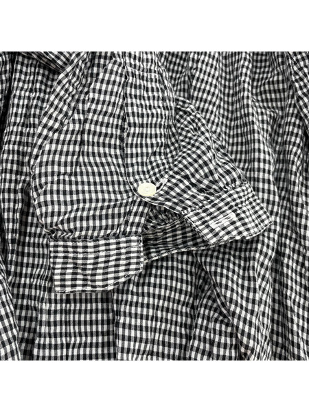 Veritecoeur 長袖ワンピース ギンガムチェックロングチュニック/ブラック