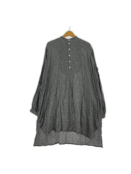 Veritecoeur 長袖ワンピース ギンガムチェックロングチュニック/ブラック