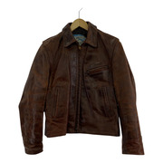 AERO LEATHERS ホースハイド シングルライダースジャケット BRW (36)