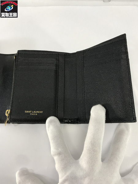 SAINT LAUREN  モノグラム コンパクトスリーフォールドウォレット 黒