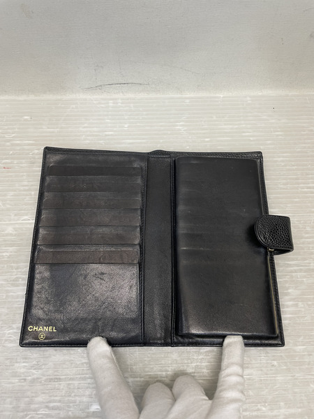 CHANEL ココマーク キャビアスキン フラップウォレット 黒 8379684