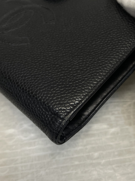 CHANEL ココマーク キャビアスキン フラップウォレット 黒 8379684