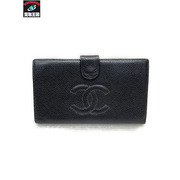 CHANEL ココマーク キャビアスキン フラップウォレット 黒 8379684