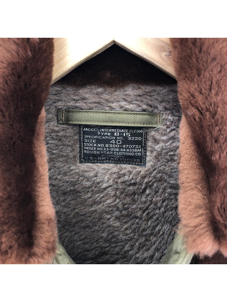 Buzz Rickson's B-15フライトジャケット カーキ/ブラウン (40)